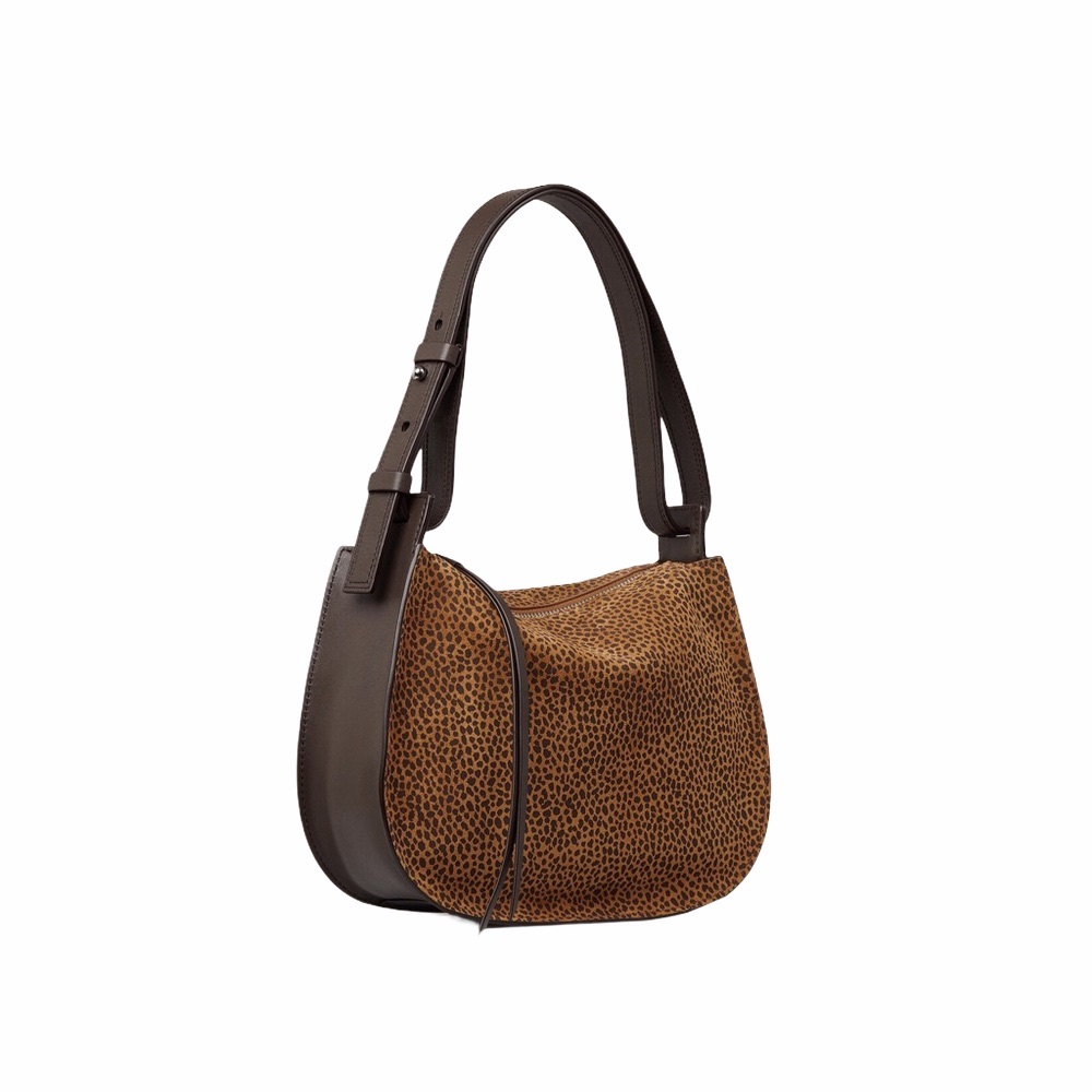 new Allsaints ☻︎ Suede Leopard Print Hobo Bag ☻︎ - Picture 11 of 16